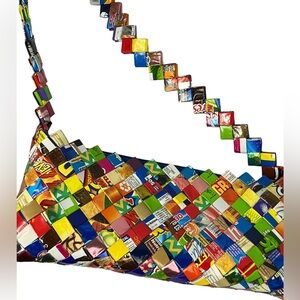 Foil gum candy wrapper colorful shoulder bag purse